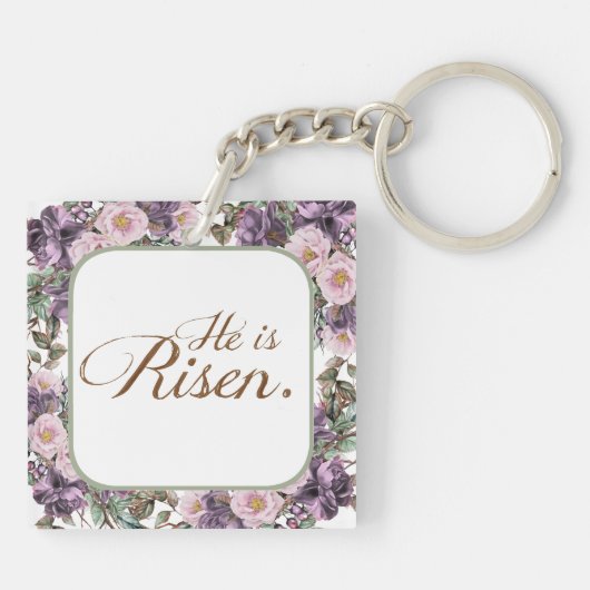 彼は聖書とフローラ十字架にかかる キーホルダー (裏面)