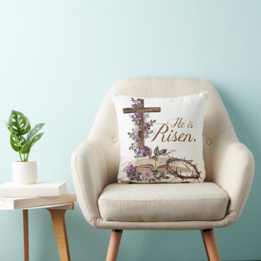彼は聖書とフローラ十字架にかかる クッション (椅子)