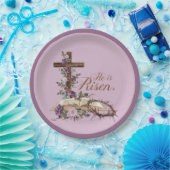 彼は聖書とフローラ十字架にかかる ペーパープレート (パーティー)