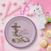 彼は聖書とフローラ十字架にかかる ペーパープレート (パーティー)