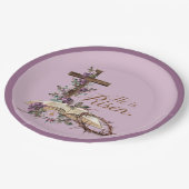 彼は聖書とフローラ十字架にかかる ペーパープレート (アングル)