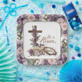 彼は聖書とフローラ十字架にかかる ペーパープレート (パーティー)