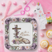 彼は聖書とフローラ十字架にかかる ペーパープレート (パーティー)