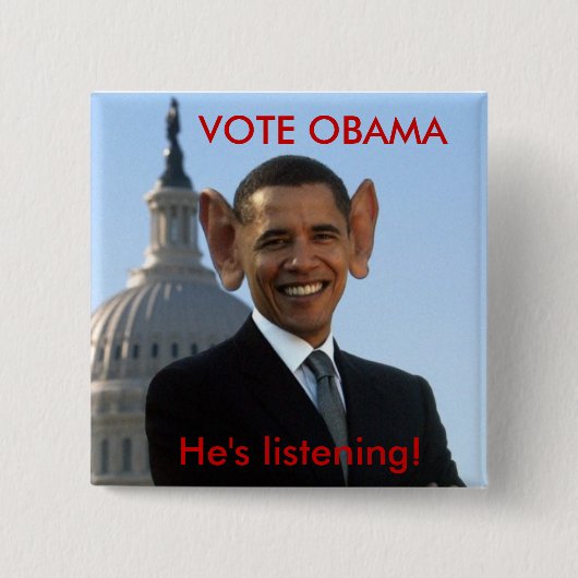 彼は聞いています 缶バッジ (正面)