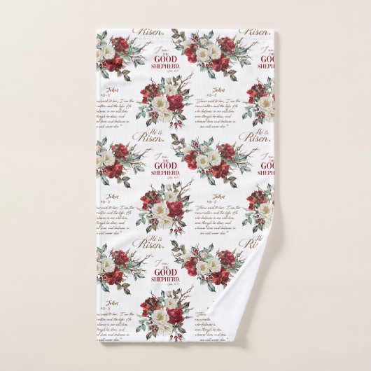 彼は良い羊飼いのヨハネの本を上げた バスタオルセット (ハンドタオル)