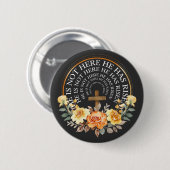 彼は花の輪のフレーム女性イースターT-Sh上昇した 缶バッジ (正面&裏面)