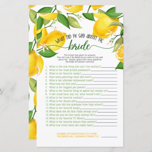 彼は花嫁のゲームについて何を言った – Lemon (正面/裏面)