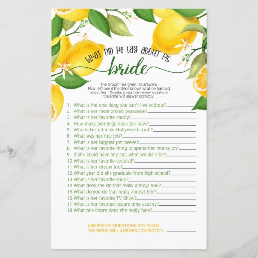 彼は花嫁のゲームについて何を言った – Lemon (正面)