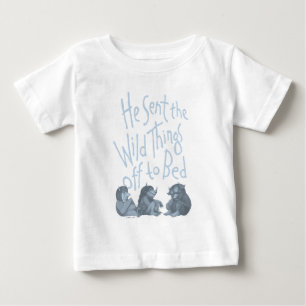 彼は荒いものたちを寝かしつけた - 青 ベビーTシャツ
