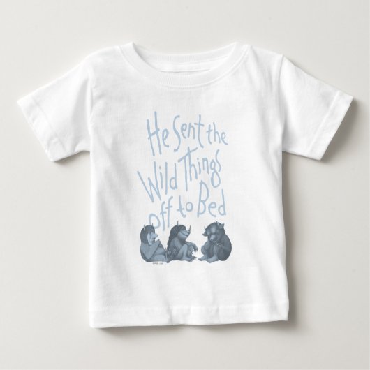 彼は荒いものたちを寝かしつけた - 青 ベビーTシャツ (正面)