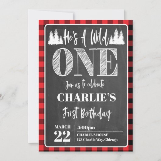 彼は荒れ果てた1人少年のファーストバースデーパーティー招待状 招待状 (正面)