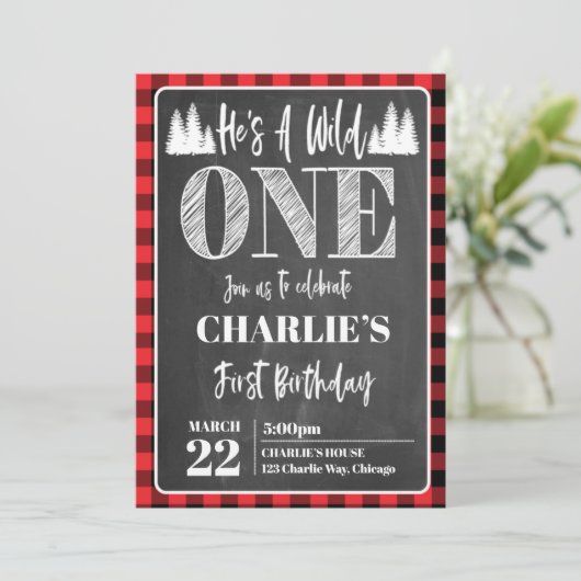 彼は荒れ果てた1人少年のファーストバースデーパーティー招待状 招待状 (スタンド正面)