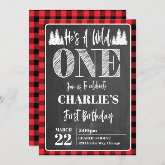 彼は荒れ果てた1人少年のファーストバースデーパーティー招待状 招待状 (正面/裏面)