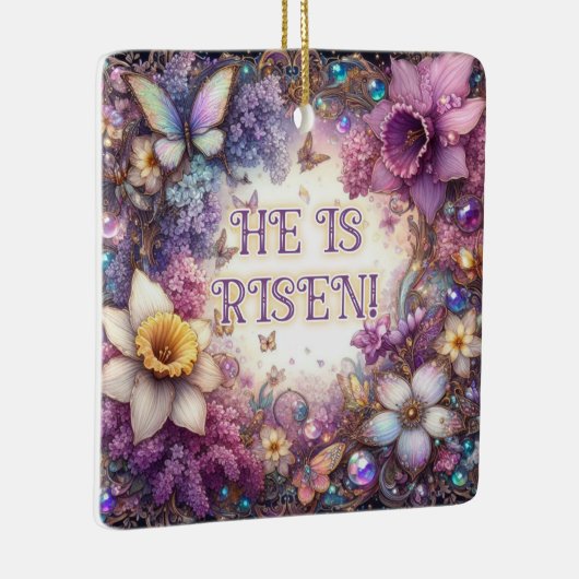 彼は蝶ライラック紫の復活祭を起こした セラミックオーナメント (右)