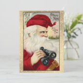 彼は見ている：不気味なサンタビンテージのクリスマスカード シーズンカード (スタンド正面)