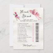 彼は言った、彼女はダービーピンクの帽子のブライダルゲーム 招待状 (正面)