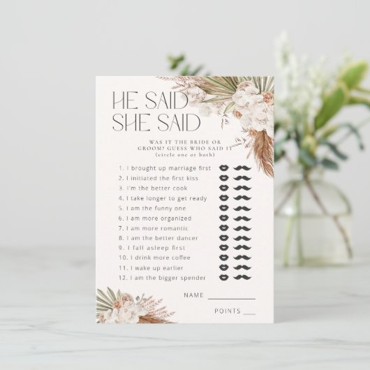 彼は言った、彼女はボヘミアのフローラと羽毛 エンクロージャーカード (スタンド正面)