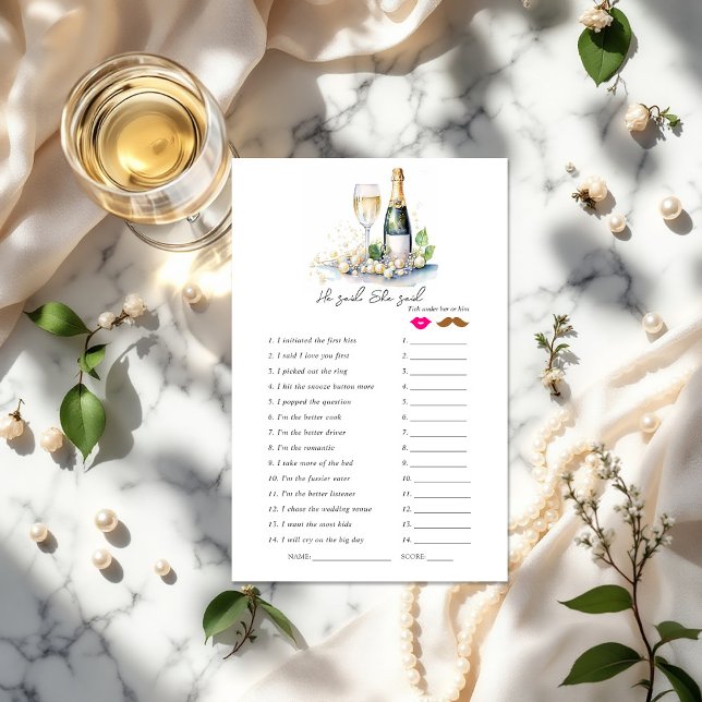 「彼は言った、彼女は言った」ブライダルシャワーゲーム ("He Said, She Said" Bridal Shower Game)