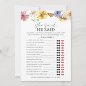 彼は言った | Bohoブライダルシャワーゲームカード 招待状 (正面)