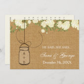 彼は言ったburlap，彼女はブライダルシャワーゲームカード (正面/裏面)