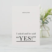 彼は言ったYesワード文字婚約パーティ招待状 招待状 (スタンド正面)