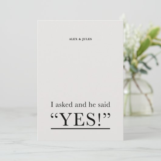 彼は言ったYesワード文字婚約パーティ招待状 招待状 (スタンド正面)