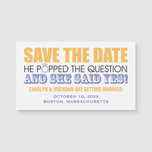 彼は質問を飛び出した | 結婚式の日付の保存 (正面)