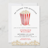 彼は質問ポップコーンブライダルシャワー 招待状 (正面)