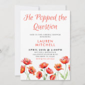 彼は質問ポピー花のブライダルシャワー 招待状 (正面)