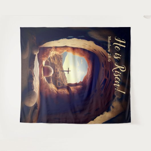彼は起き上がった!イエスは空の墓を復活させた タペストリー (正面(横))