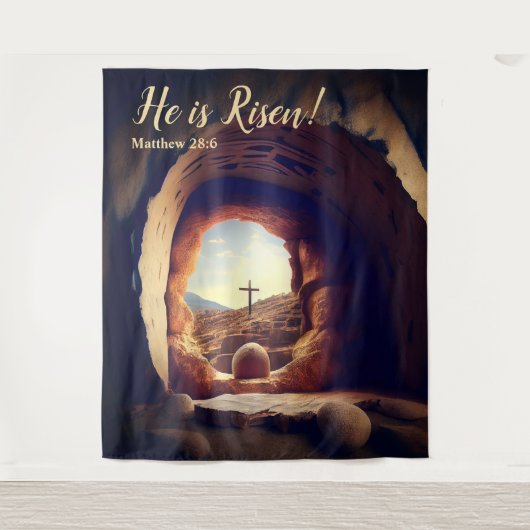 彼は起き上がった！イエスは空の墓を復活させた タペストリー (正面)