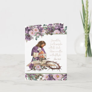 彼は起き上がった Jesus Holding Lamb カード