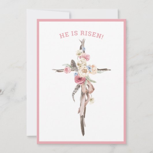 彼は起った |水彩クロス |イースターカード 招待状 (正面)