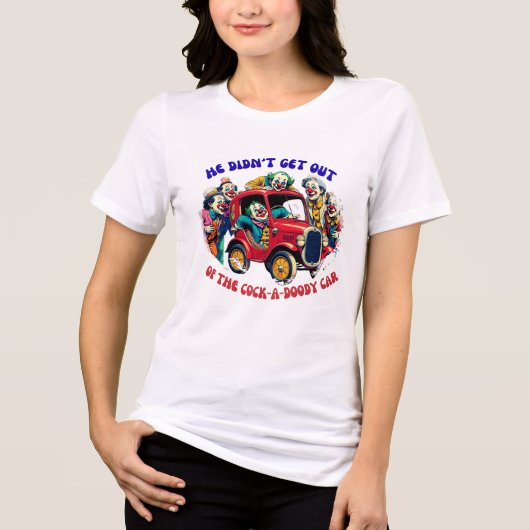 彼は車から降りなかった! トライブレンドTシャツ (正面)