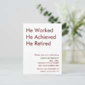 彼は退職のを達成退職したしたカスタム ポストカード (スタンド正面)