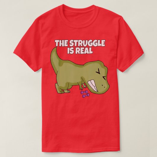 彼は重量挙げ実在のダンベルのレックス Tシャツ (デザイン正面)