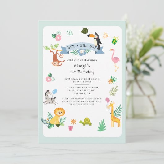 彼は野生のワンジャングル動物の1歳の誕生日だ 招待状 (スタンド正面)