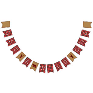 彼は野生の の格子縞の最初誕生日1つです バンティングフラッグ