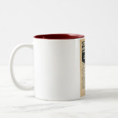 彼は階段に…ビスケットのバレルのマグ上りました ツートーンマグカップ (左)