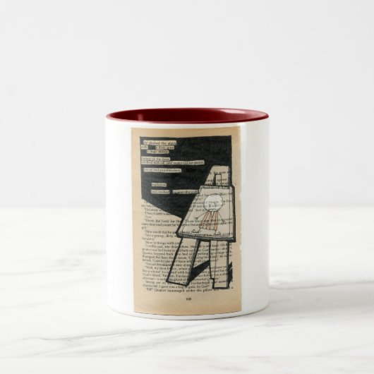 彼は階段に…ビスケットのバレルのマグ上りました ツートーンマグカップ (中央)