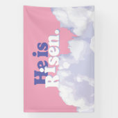 彼は雲に浮き上がった復活祭の旗 横断幕 (縦)