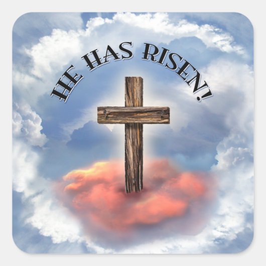 彼は雲に覆われたゴツゴツした十字架を起こした スクエアシール (正面)