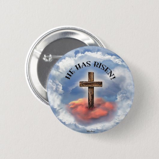 彼は雲に覆われたゴツゴツした十字架を起こした 缶バッジ (正面&裏面)