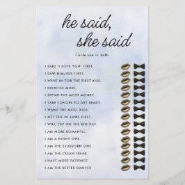 彼は雲9ブライダルシャワーゲーム空とエレガント言った チラシ