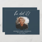 彼は青写真の卒業式をモダン行った 招待状 (正面/裏面)