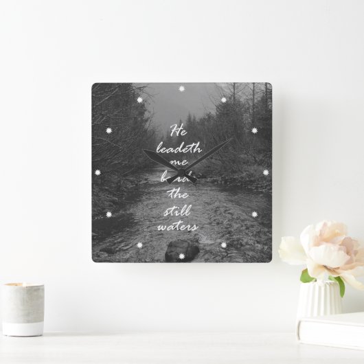 彼は静かな水聖書の詩の側の私を導きます スクエア壁時計 (ホーム)