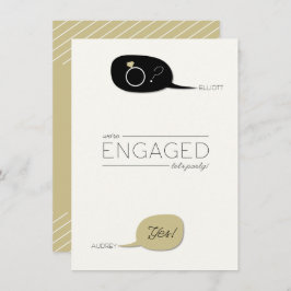 彼は頼みました及び彼女は賛成しました! シックな婚約パーティ 招待状