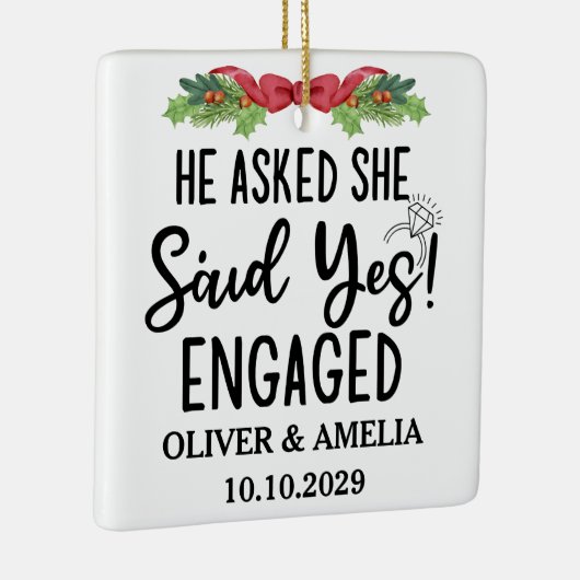 彼は頼彼女が私たちの最初のYesを言婚約したった セラミックオーナメント (右)