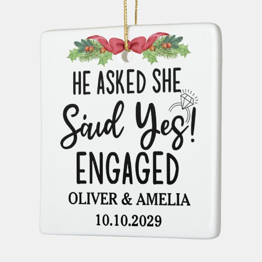 彼は頼彼女が私たちの最初のYesを言婚約したった セラミックオーナメント (左)