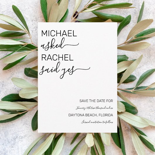 彼は頼彼女がYesホワシンプルイトブラックの結婚と言った セーブザデート